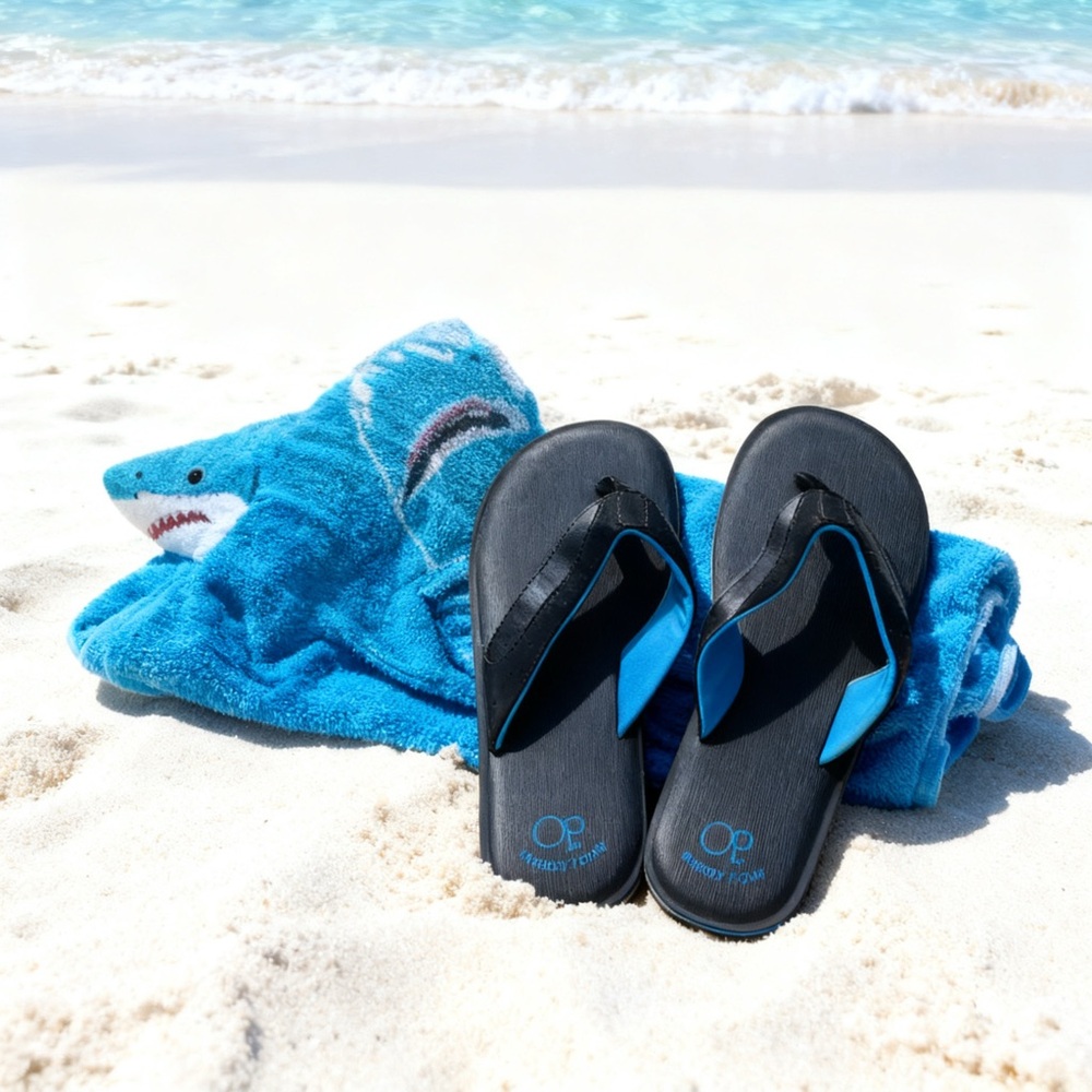 OP Black and Blue Memory Foam Flip Flops